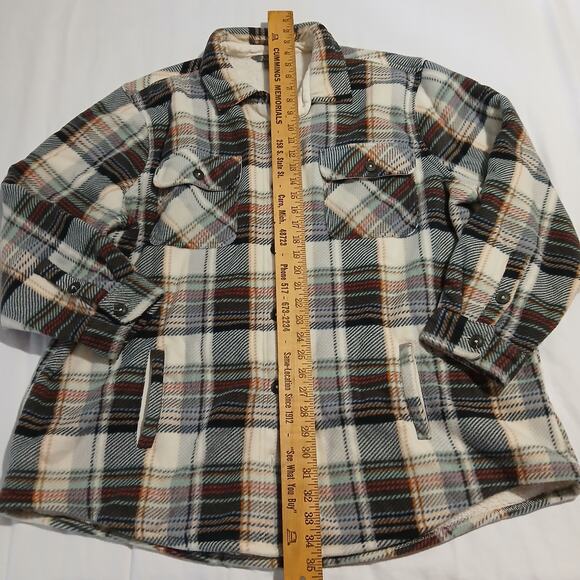 Natural Reflection Women's XXL Black/White Plaid Button-Up Fleece-Lined Shacket - Picture 3 of 13
